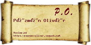Pázmán Olivér névjegykártya