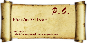 Pázmán Olivér névjegykártya