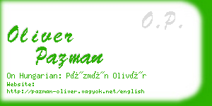 oliver pazman business card